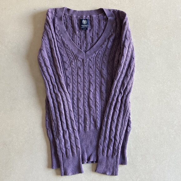 American Eagle Outfitters Wool Blend V-Neck Cable Knit Sweater ASO Elena Gilbert - Picture 3 of 8